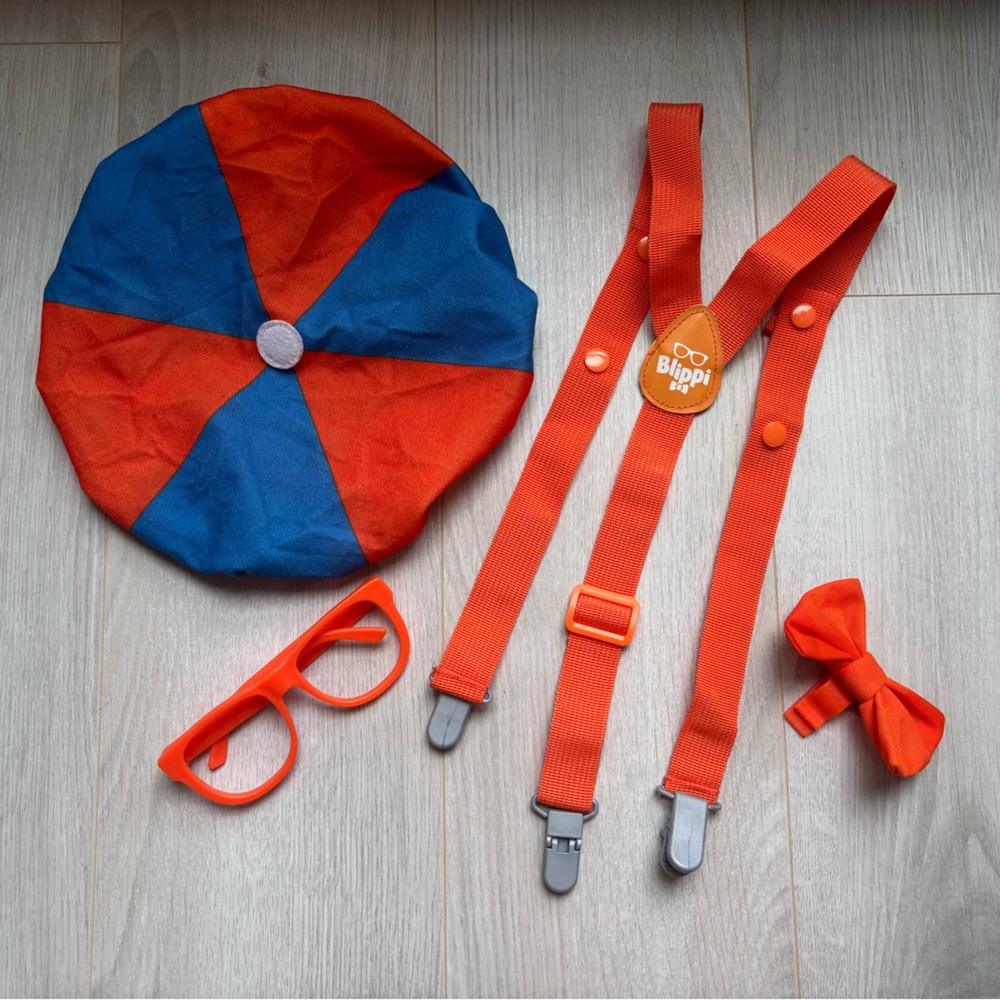BLIPPI Costume Roleplay Set - Includes Bow Tie, Suspenders, Hats & Glasses
